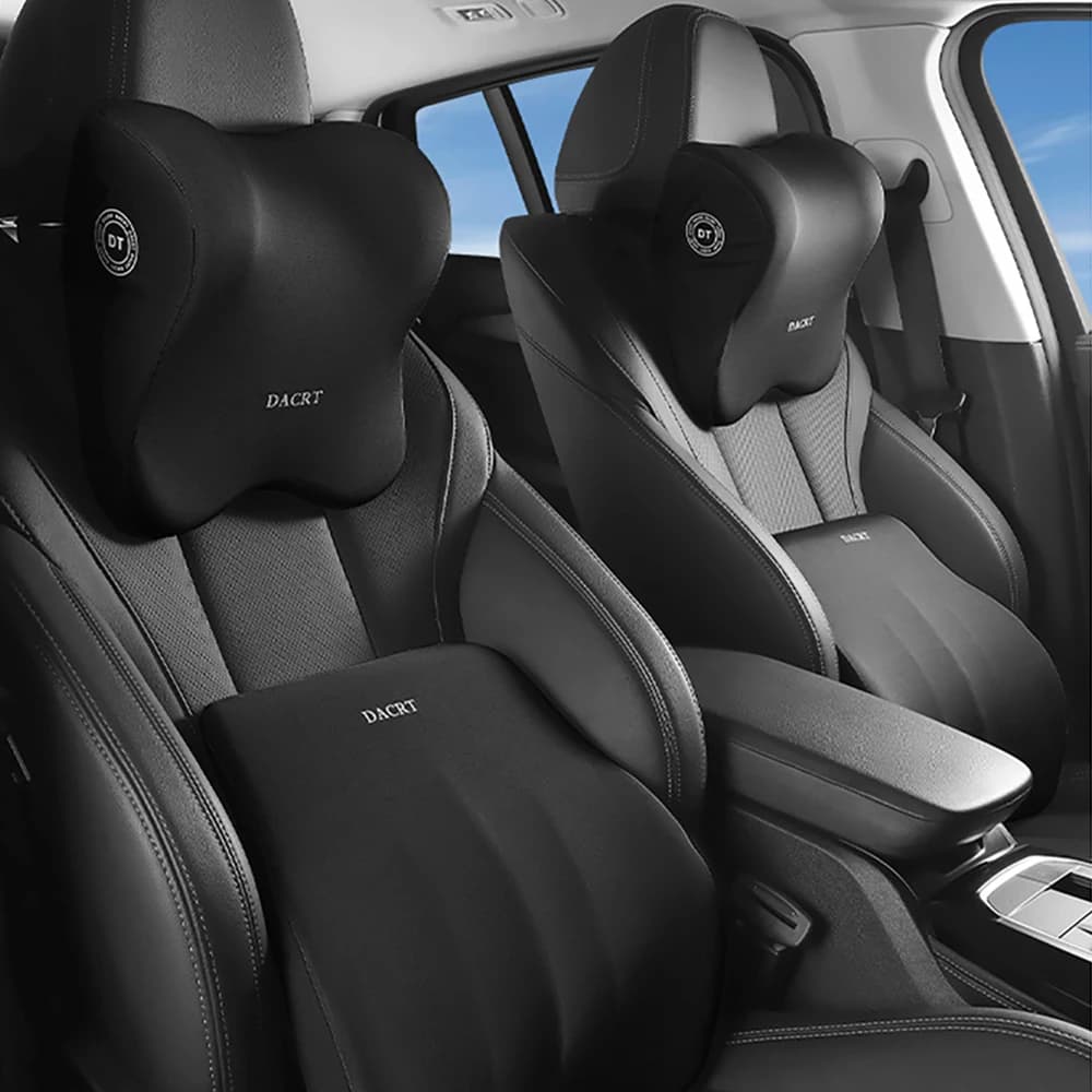 Set di 1 cuscino per auto: cuscino poggiatesta e supporto lombare protettivo in memory foam traspirante per alleviare lo stress