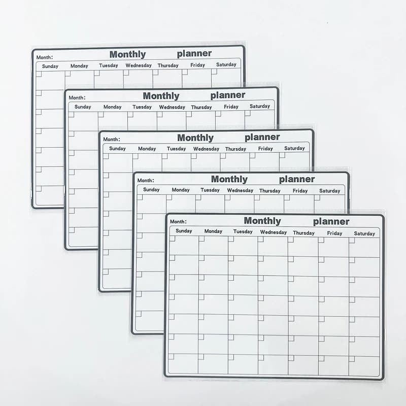 Planner da parete elettrostatico da 5 pezzi/set - Adesivi per lavagna magnetica con organizer per lo studio settimanale/mensile