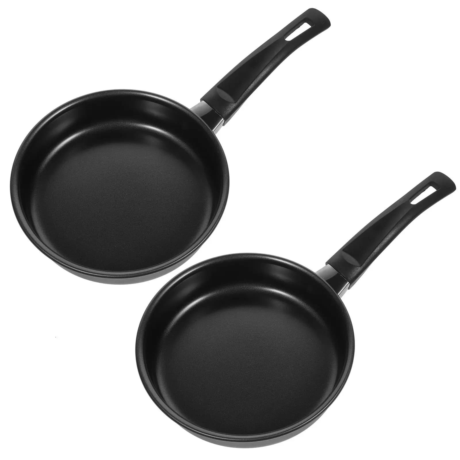 Set di 2 Padelle Antiaderenti da 14 Cm con Base Piatta in Ferro per Tutti i Fornelli, Distribuzione Efficiente del Calore, Ideali per Uova Soffiate e Pancake