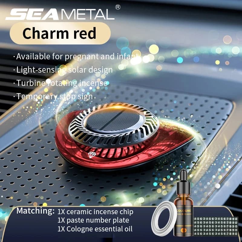 SEAMETAL Deodorant for Solar Car Essential Oil Diffuser EP Solar Energy Sensor Rotation Automatic fragrance with plate