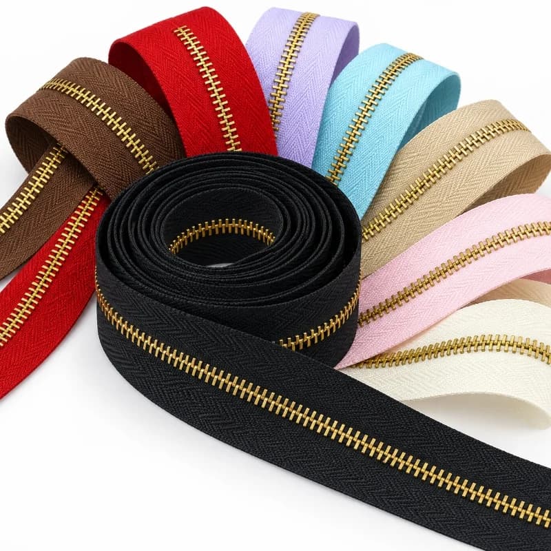 3# 1-10Yards Metal Zipper Tape Gold Teeth Jacket Zip Chain Coat Sewing Closure Windbreaker Repair Zips DIY Tailoring Accessories