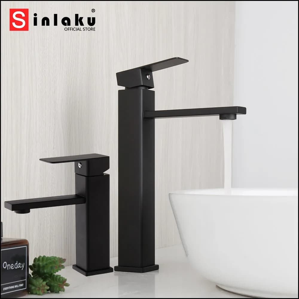 SINLAKU rubinetto per lavabo da bagno spazzola cromata nera miscelatore per lavabo in nichel rubinetto Spray per flusso miscelatore caldo e freddo montato sul ponte
