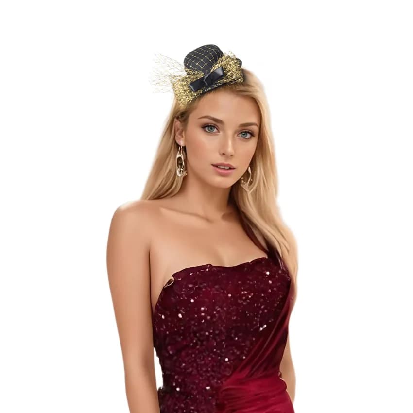 Accessori per fermagli per capelli con cappello a cilindro con fiocco nero Fascinators per donna Abito da sposa Ascot per feste reali da donna