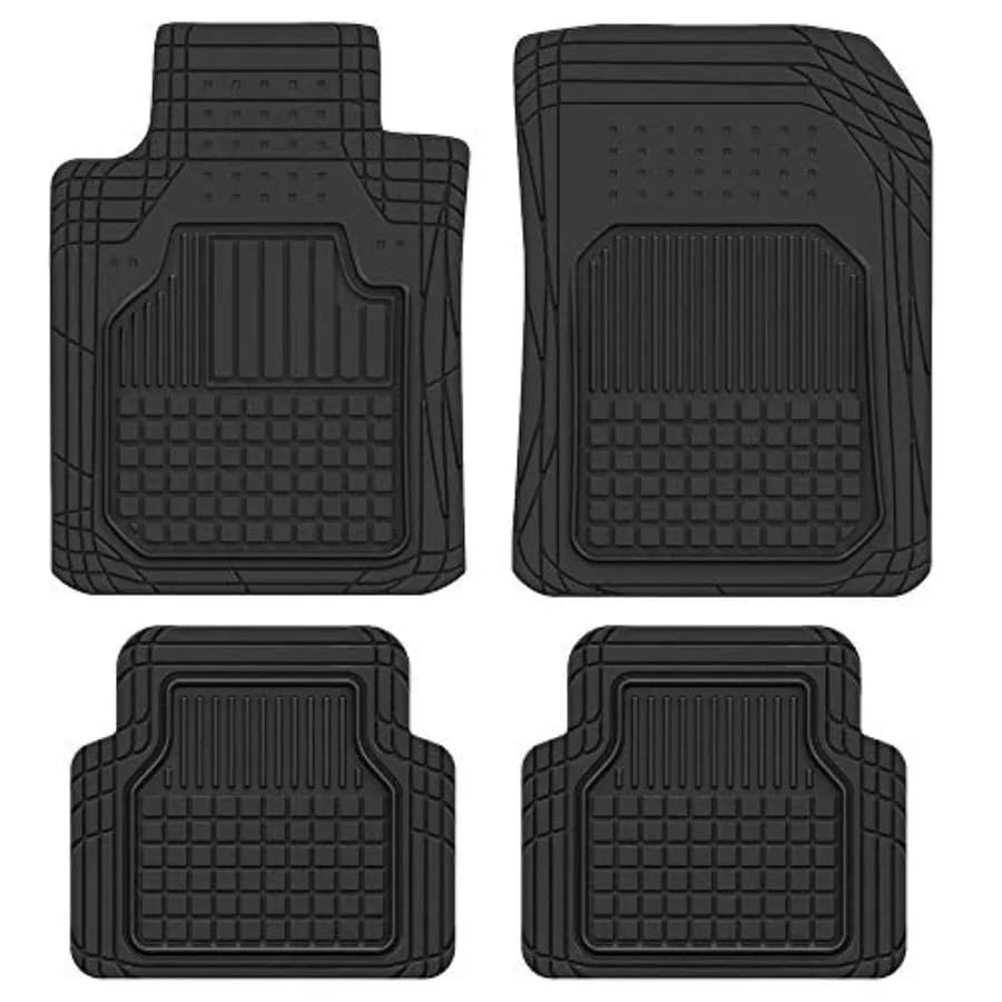 Tappetini in Gomma FlexGrid BDK, Set da 4 Pezzi, per Auto, Camion, SUV, Furgoni, Ritagliabili, Resistenti, Impermeabili, a Griglia Quadrata