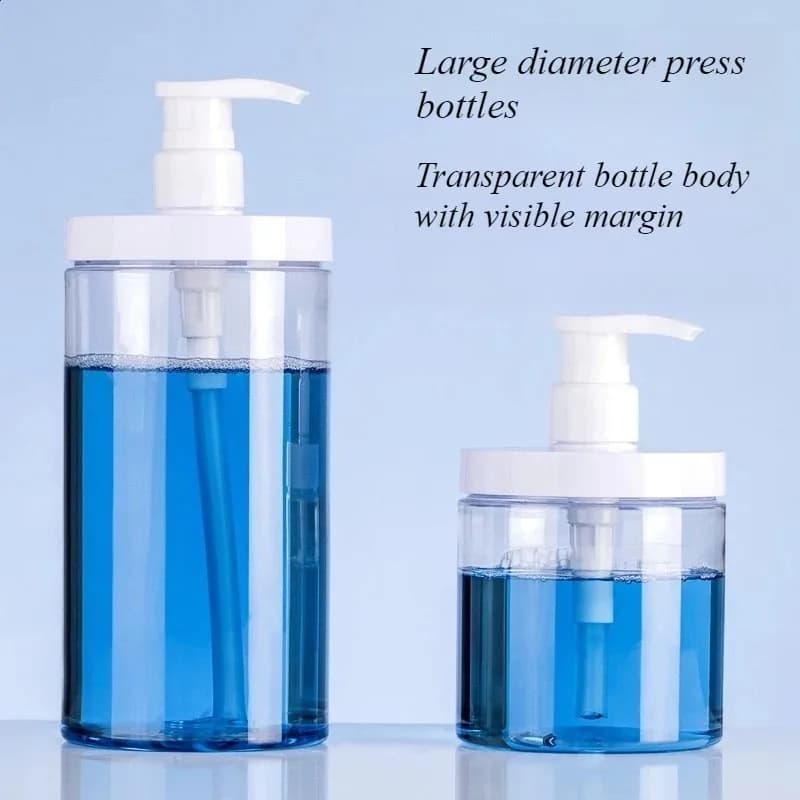 2 flaconi dispenser da viaggio per sapone da doccia da 500ml/1000ml, in plastica ricaricabile a bocca larga con pompa, contenitori vuoti per lozione