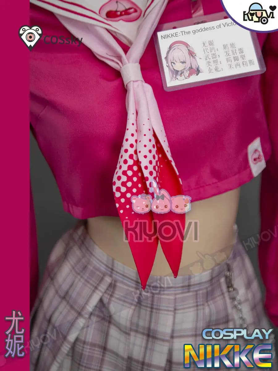 Costume Cosplay Yuni Game NIKKE, Divisa da Marinaio JK della Dea della Vittoria, Top, Copricapo, Gonne, Footwear for Halloween and Carnival