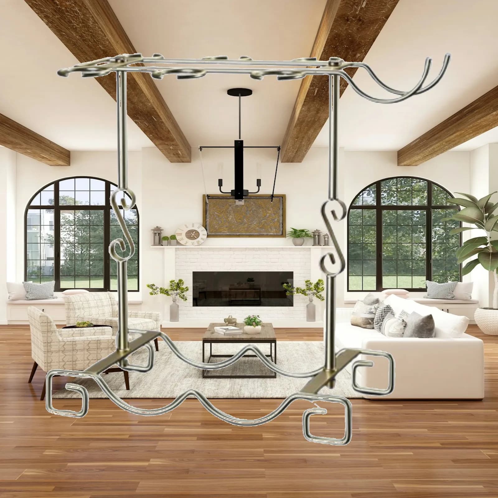 Tabletop Goblet Holder Iron Wine Glass Stand Countertop Storage Rack Organizer for Home Kitchen Bar Festive Occasions