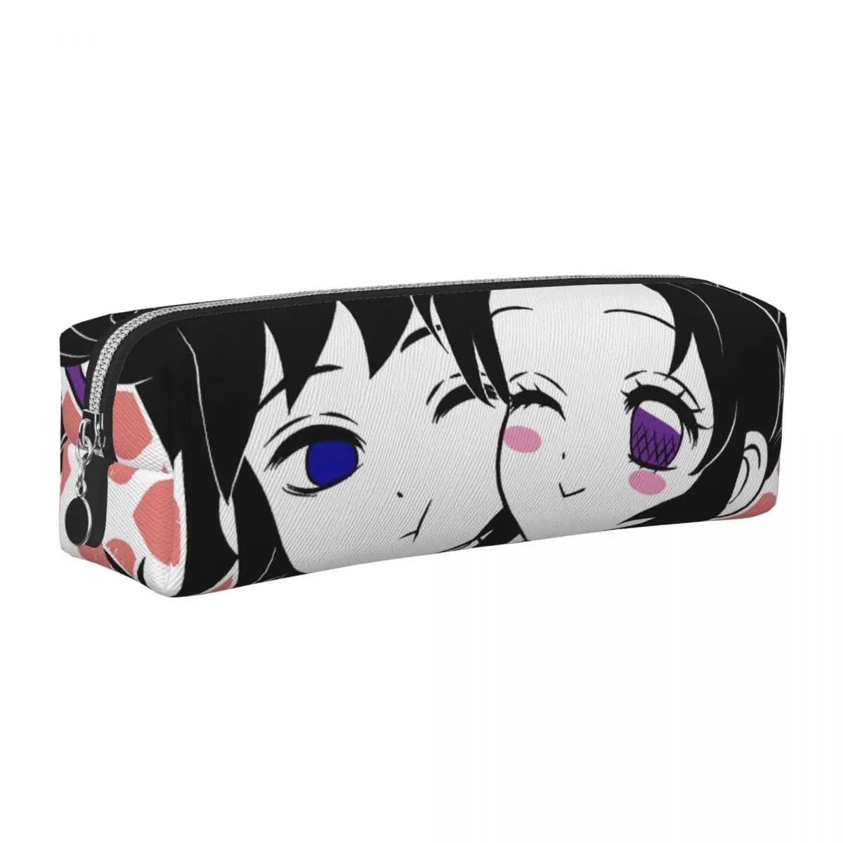 Astuccio per matite Anime Demon Slayer Giyuu e Shinobu Kocho Astuccio per penne Ragazza Ragazzo Grande portaoggetti Studenti Astuccio per matite con cerniera per la scuola