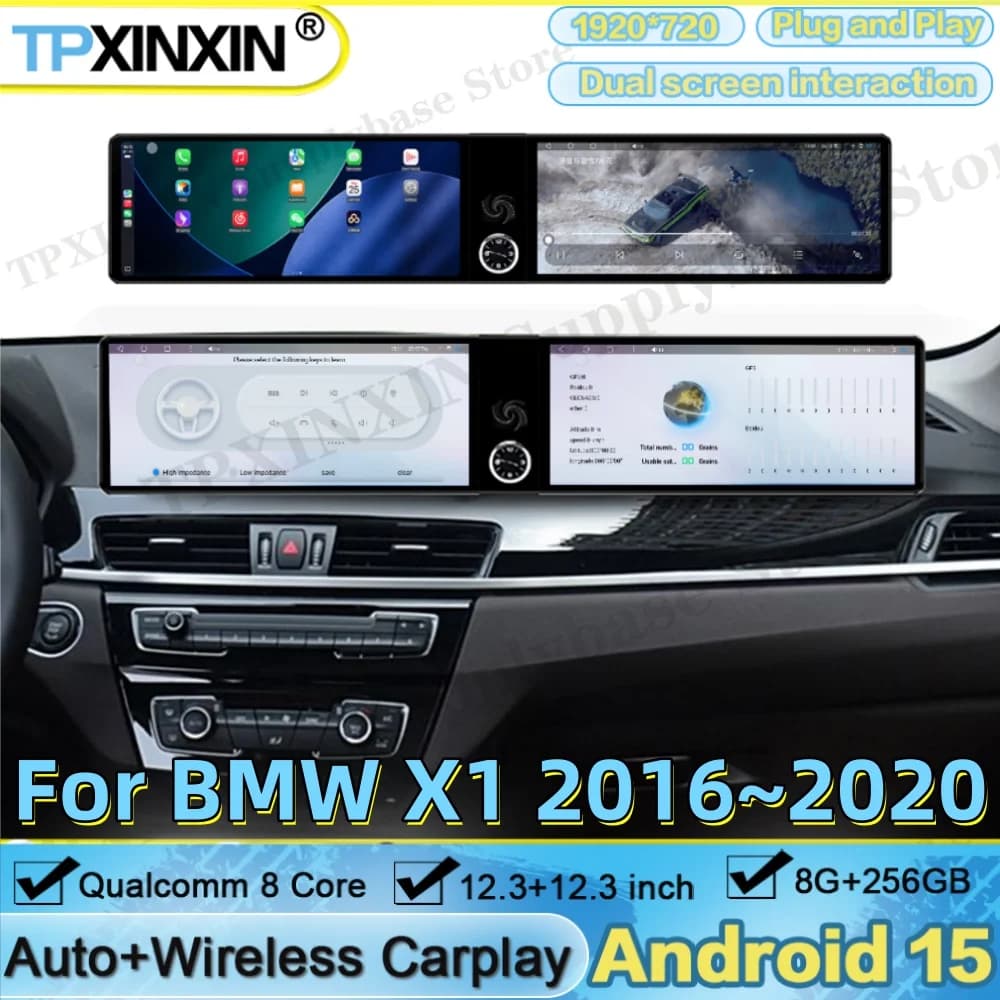 Android Auto Carplay For BMW X1 2016~2020 12.3 Inch Car Radio Stereo Receiver Automotive Multimedia Player Navigation Head Unit