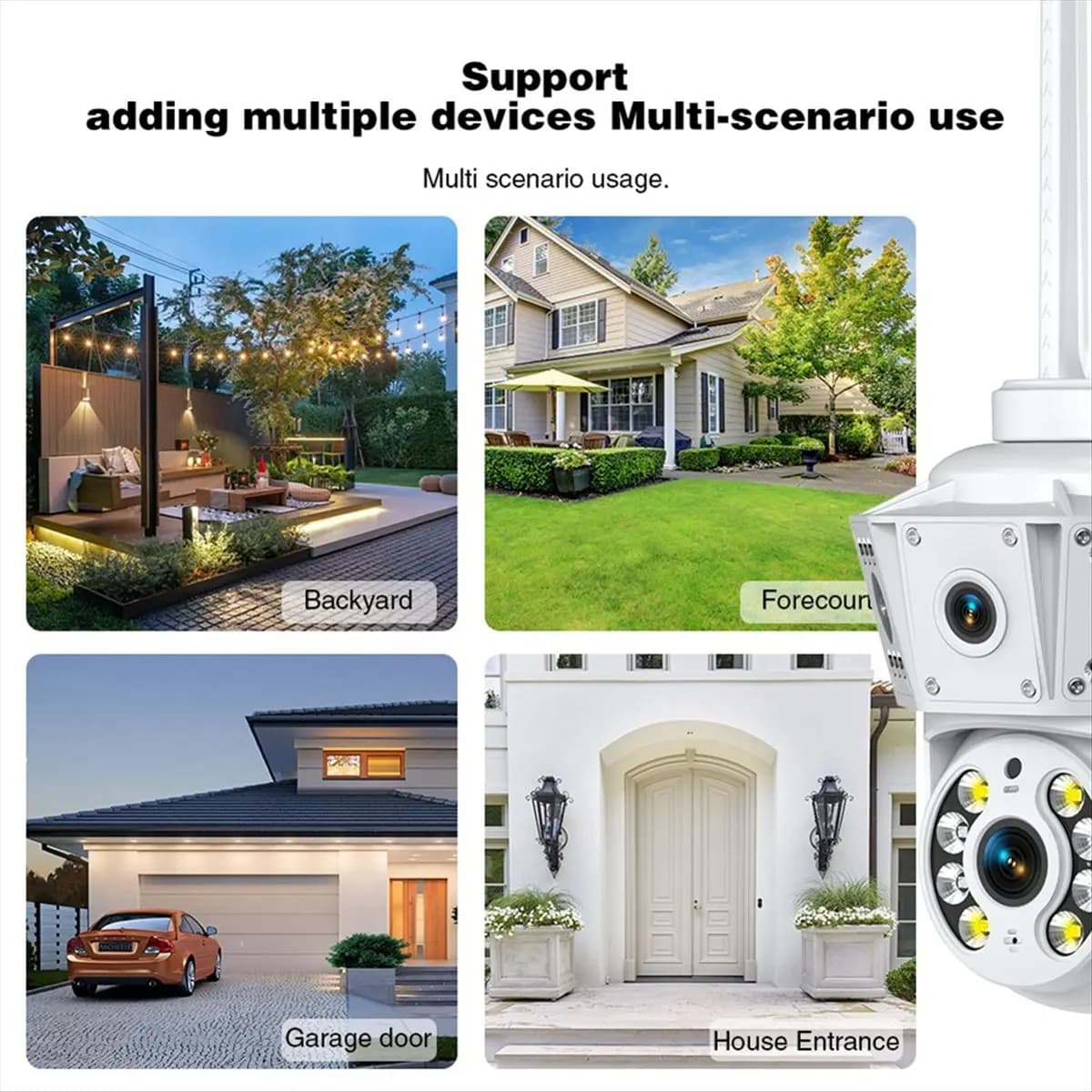 Telecamera di sorveglianza multiobiettivo per esterni con telecamera WIfi wireless 1080P, baby monitor per visione notturna con interfono bidirezionale