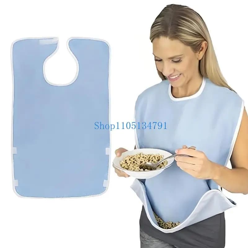 98km Large Waterproofed Adult Apron Mouth Towel Feeding Care Meal Pocket Apron Apron