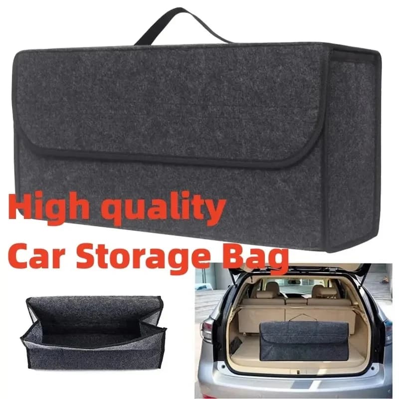 Borsa organizer per bagagliaio di un'auto antiscivolo grigio nero Scatola portaoggetti in feltro morbido multiscomparto per strumenti di avvio e accessori auto
