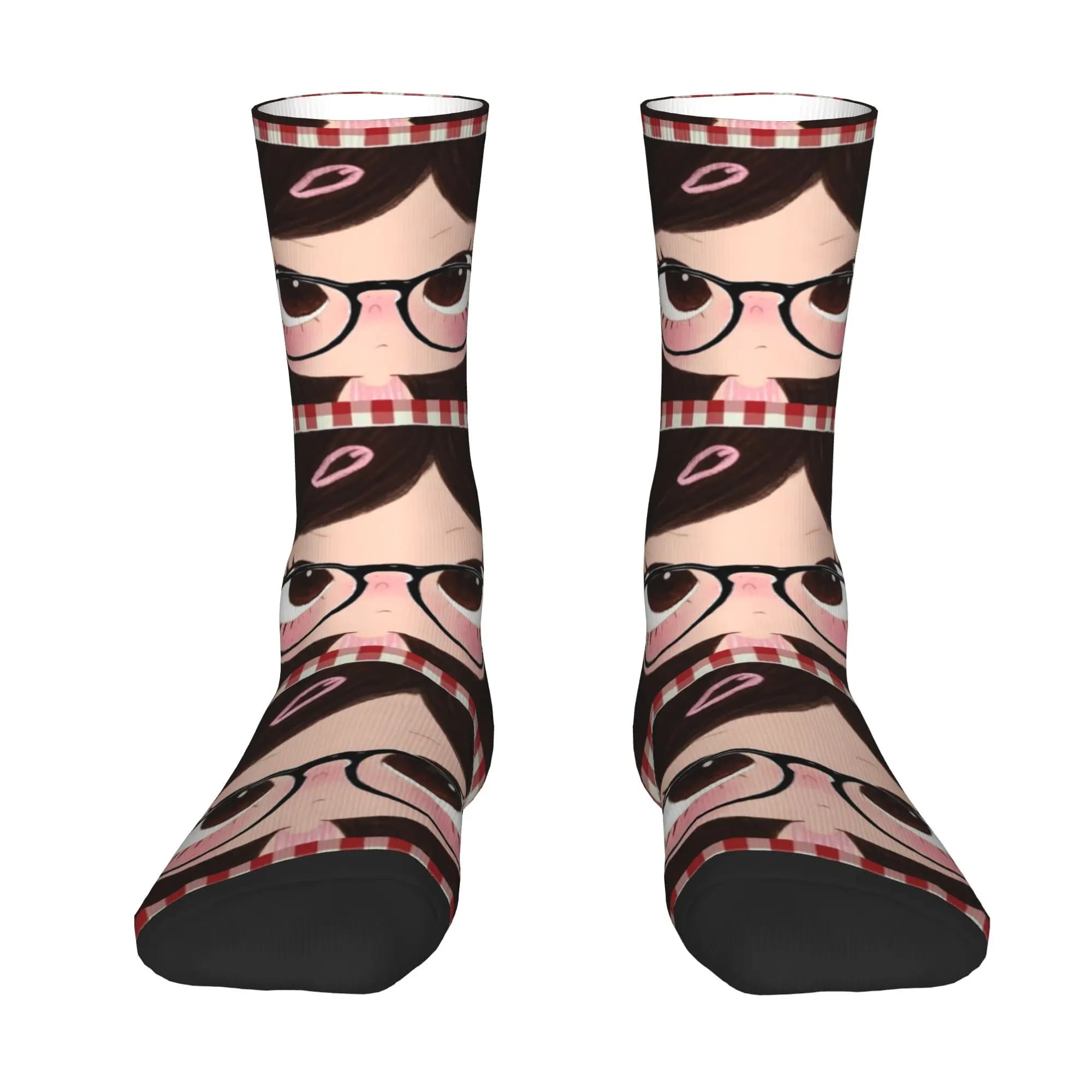 Custom Big Eyes Girl Comic Dress Socks for Men Women Warm Funny Novelty Crew Socks