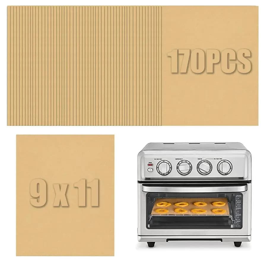 9x11 inch baking paper sheets, rectangular coatings for air and oven fryer, 170 pieces, disposable paper coatings compatible with Cuisinart, Emer
