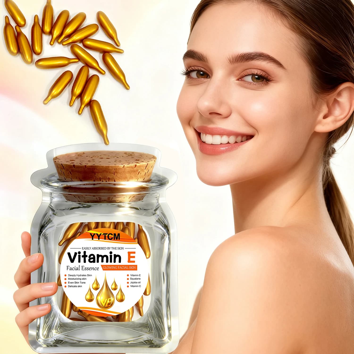 Essence in deep hydrating capsules to vitamin E – Hydrate and smooth the skin. Squalane Formulated with Vitamin 18/30/48/60/90/180 in Capsules