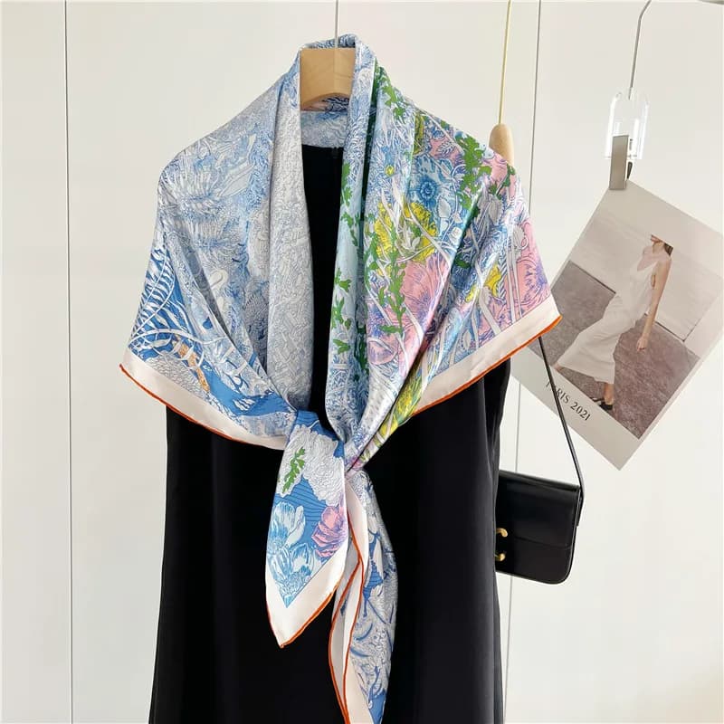 Sciarpa di seta da 110 cm Marche di lusso Bandane arrotolate Herms 110 cm Scialli quadrati oversize Cintura per capelli Sciarpe Hijab morbido
