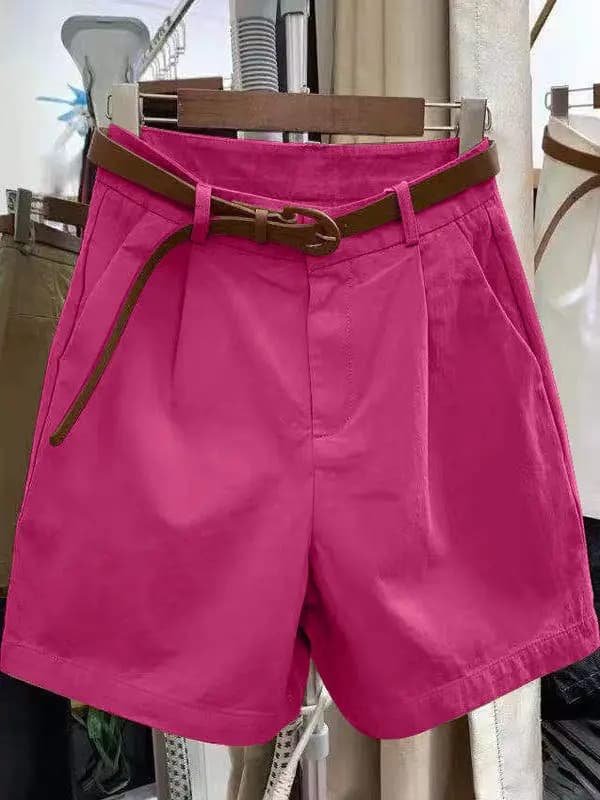 Pantaloncini a vita alta in puro cotone da donna, alla moda estiva, larghi, snellenti, sottili, a gamba larga, casual, a cinque punte, per esterno