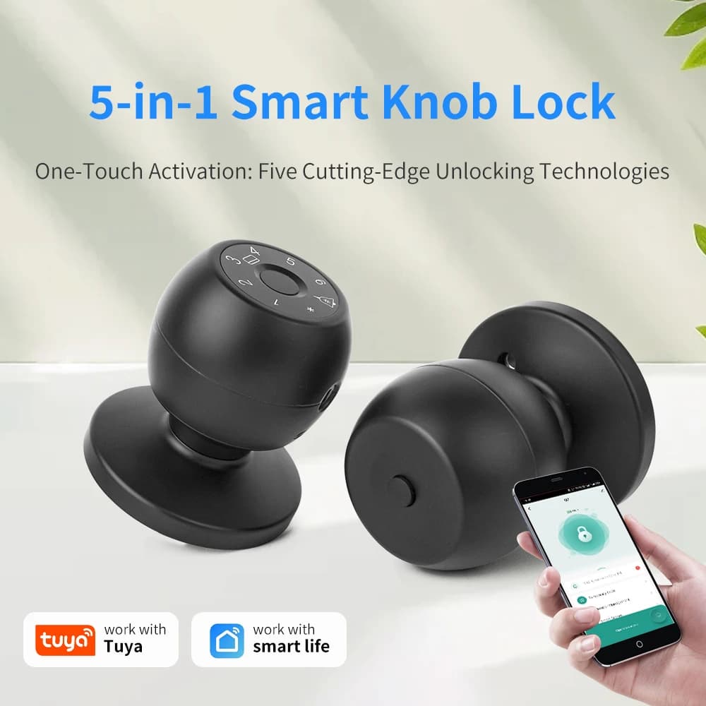 Tuya Serratura elettronica 5 in 1 Impronta digitale Password Chiave Scheda di accesso Smart Life APP Sblocco Magazzino Camera da letto dell'hotel Serratura intelligente