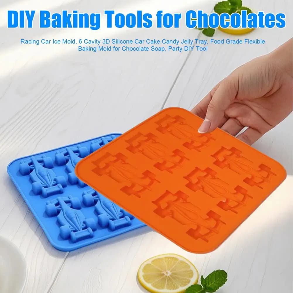 Car Shaped Chocolate Molds Racing Car Silicone Molds Racing Car Ice Mold Silicone Tray 6-cavity 3d Cake Candy for Chocolate