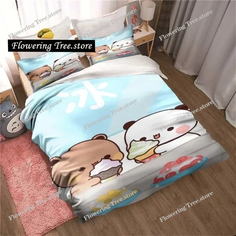 Set di Biancheria da Letto Tre Pezzi con Stampe di Bubu e Dudu, Copripiumino e Lenzuola Morbide e Calde per Dormitorio