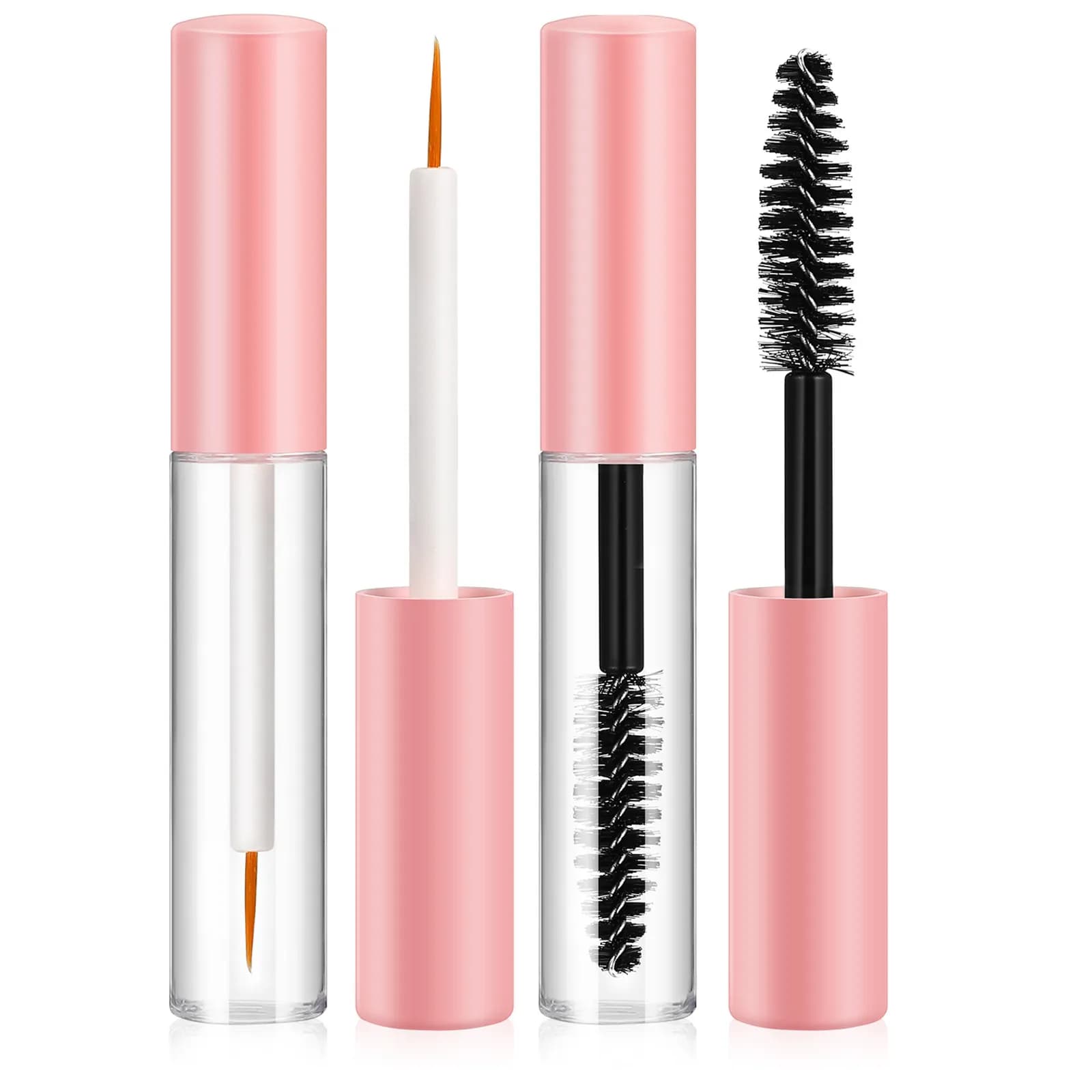 4Pcs Empty Eyelash Cream Mascara Tubes Transparent Pet Containers Refillable with Wand Portable Makeup Tool Mascara Tube