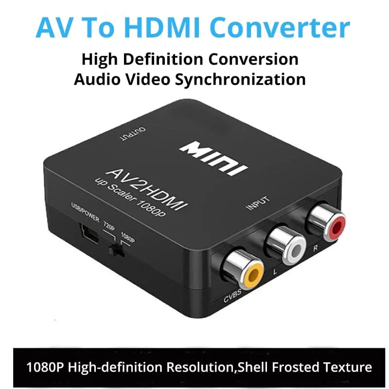 HDMI to AV RCA Converter, HDMI MINI Box RCA AV CVSB LR Converter, AV Composite Video Converter for PC, HDTV, Projector