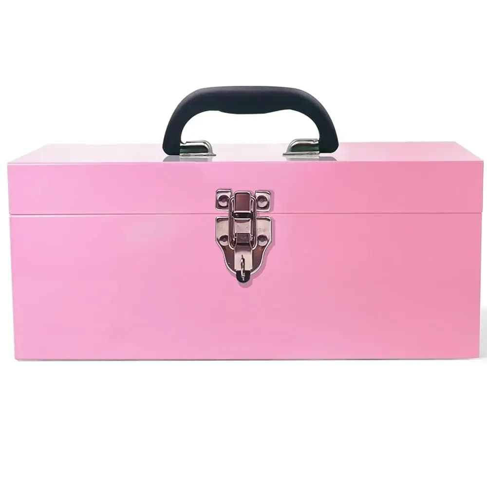 Cassetta degli Attrezzi Portatile in Metallo 16 Pollici, Grande Scatola Porta Utensili 18-Gauge, Organizer con Cassetto per Attrezzatura da Pesca, con Chiusura in Metallo e Maniglia