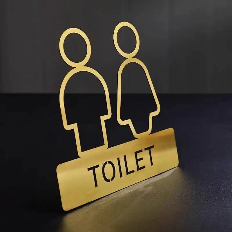 Cartello per bagno in metallo spazzolato - Indicatore per toilette per uomini e donne