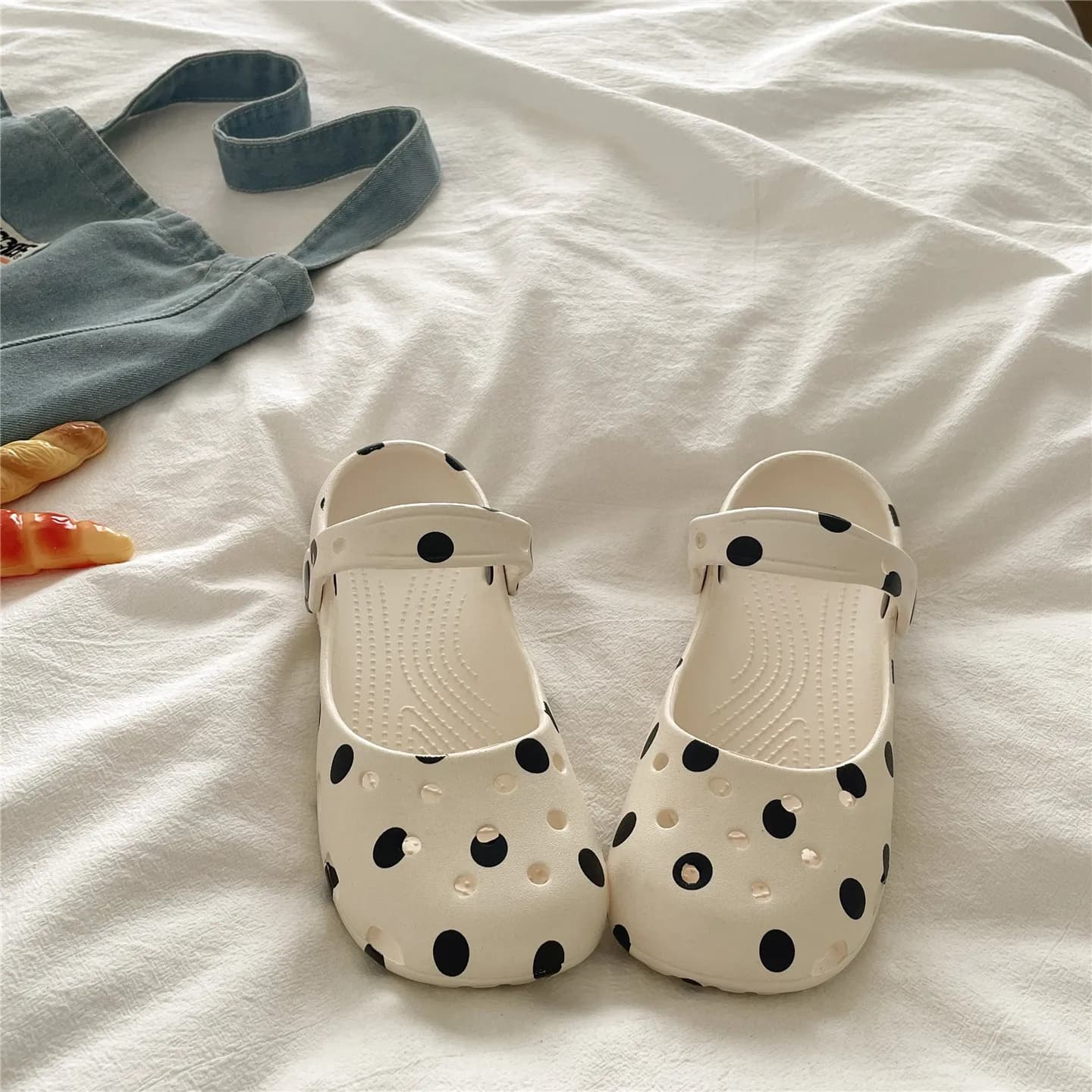Cute Polka Dot Sweet Ballet Clogs Summer Women Trendy New Ins Slippers Outdoor Beach Travel Daily Commuting Slippers