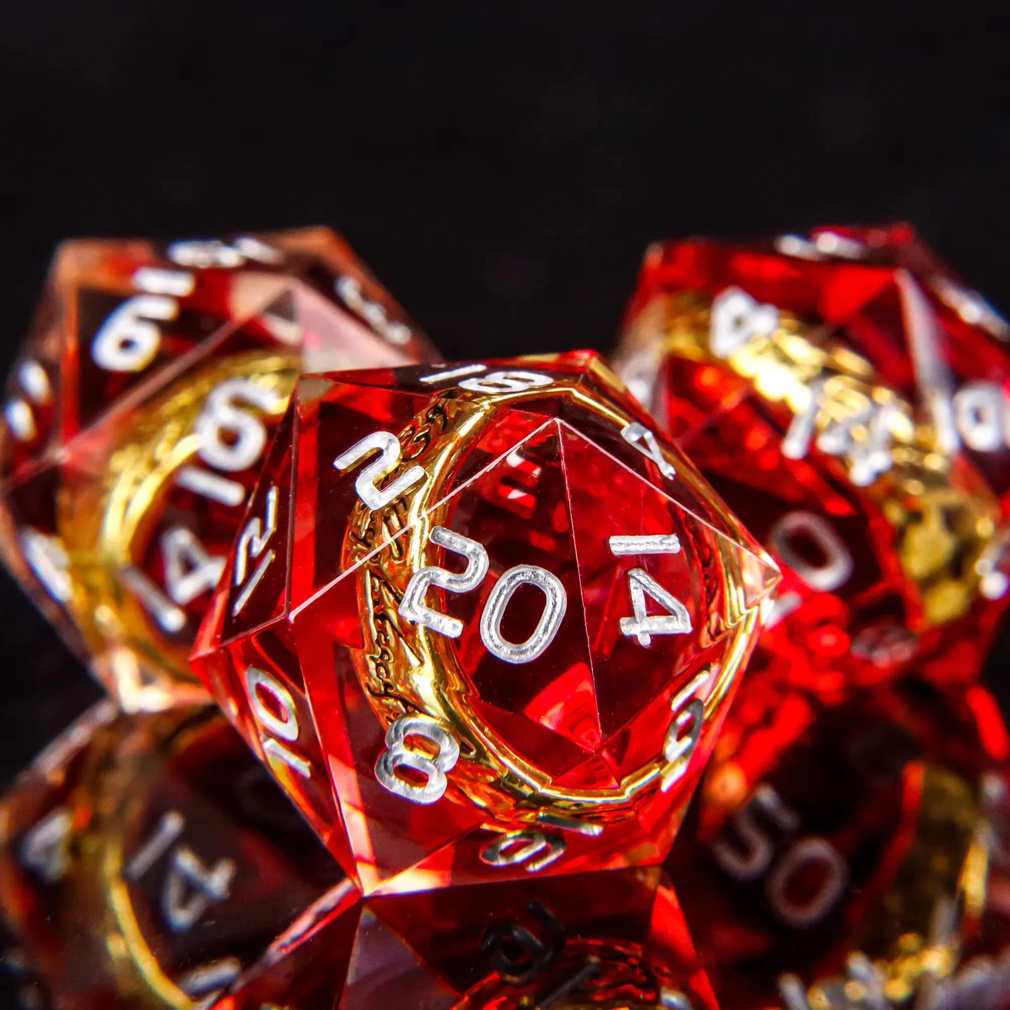 Magic Lord DND Dice Set Resin Sharp D&D Dice with Golden Rings for RPG Dungeons & Dragons Tabletop Gaming