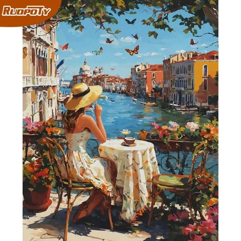 PhotoCustom Diy Painting By Numbers Kit Women Acrylic Paint By Numbers Scenery Diy Numbers Painting Art On Canvas By Number