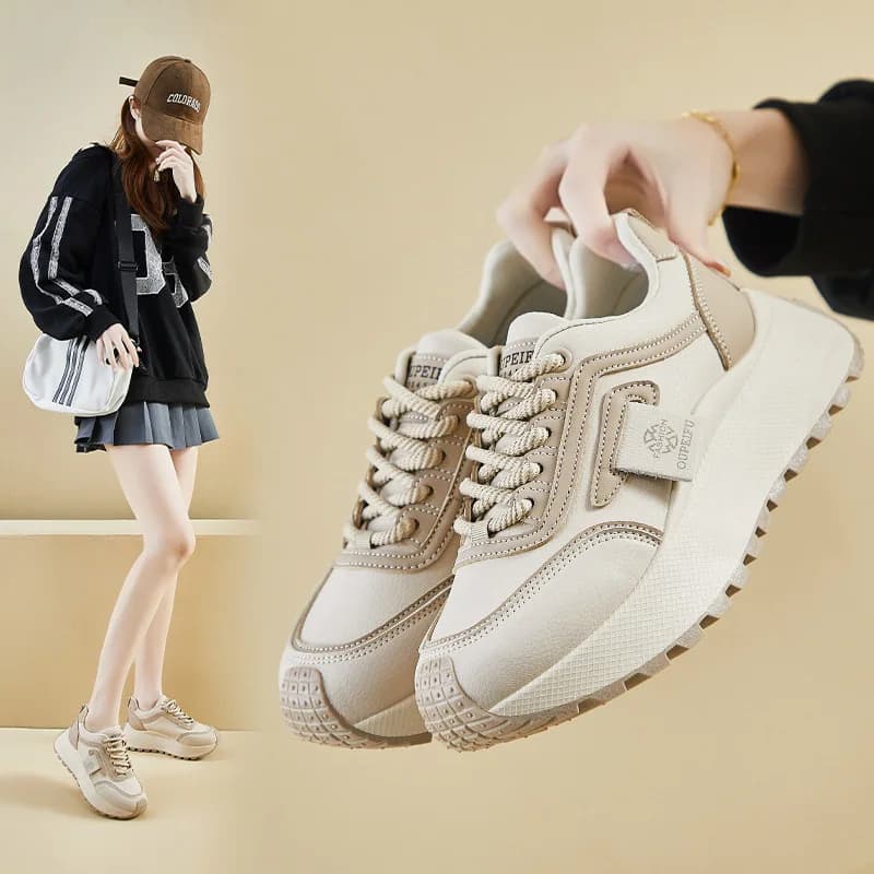 Scarpe da ginnastica casual da donna stile coreano, modello Dad Shoes, Primavera 2025, con fondo spesso e rialzato, XFK853, scarpe alla moda per studentesse