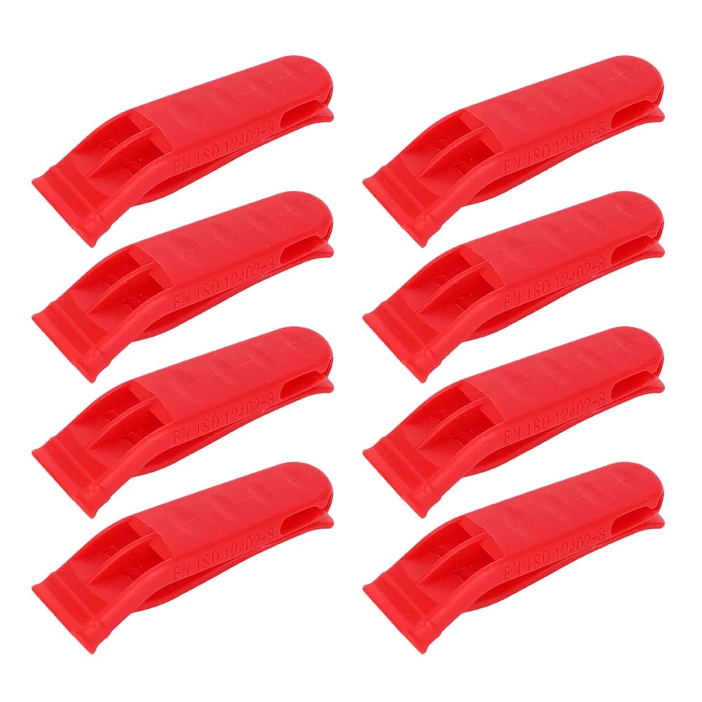 8 Pezzi Fischietti di Emergenza in Plastica Rosso Brillante Leggeri a Doppia Frequenza per Sopravvivenza all'Aperto e Salvataggio a Lunga Distanza ad Alta Sonorità