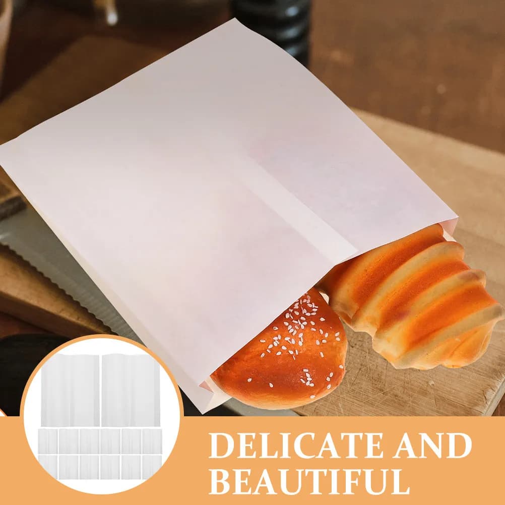100 Card Bags Resistant to Food Fat, Ideal for Snacks, Barbecue, Fries, Hot Dog, Containers Anti-Oil and Anti-Fair