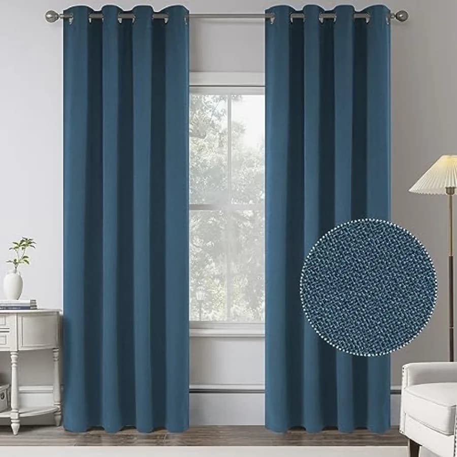 Tende in Lino 100%, Lunghezza 84 Pollici, 2 Pannelli, Stile Vintage, Tende per Camera da Letto che Bloccano Tutta la Luce Solare, Tende in Jeans