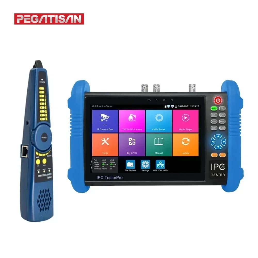 PEGATISAN 4K IPC CCTV Tester 7'' CCTV Monitor IP AHD CVI TVI CVBS SDI 6 in 1 Camera Tester with HDMI Output RJ45 TDR Cable Test