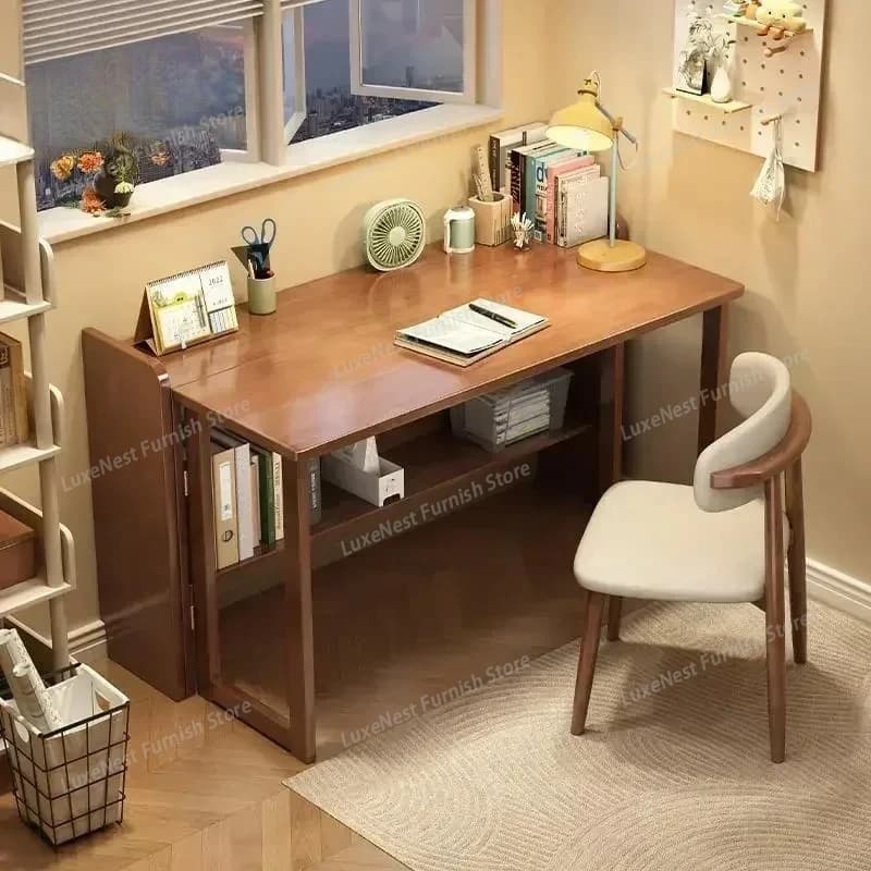 Tavolo Pieghevole da Lavoro e Studio, Tavolo Pieghevole in Legno Compatto per Camera da Letto, Tavolo Pratico Avanzato per Notebook, Arredamento