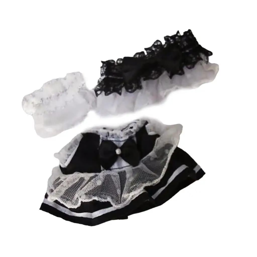 Costume da Cameriera per Bambole di Peluche, Accessori per Cosplay Fai-da-Te, Oggetti di Scena Educativi per Foto con Copricapo, Crea le Tue Bambole da 17 cm