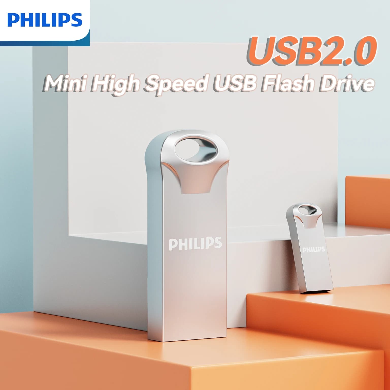 PHILIPS Chiavetta USB da 128 GB Chiavetta USB, Custodia metallica robusta, Espansione di archiviazione per foto, video, musica, file, Argento