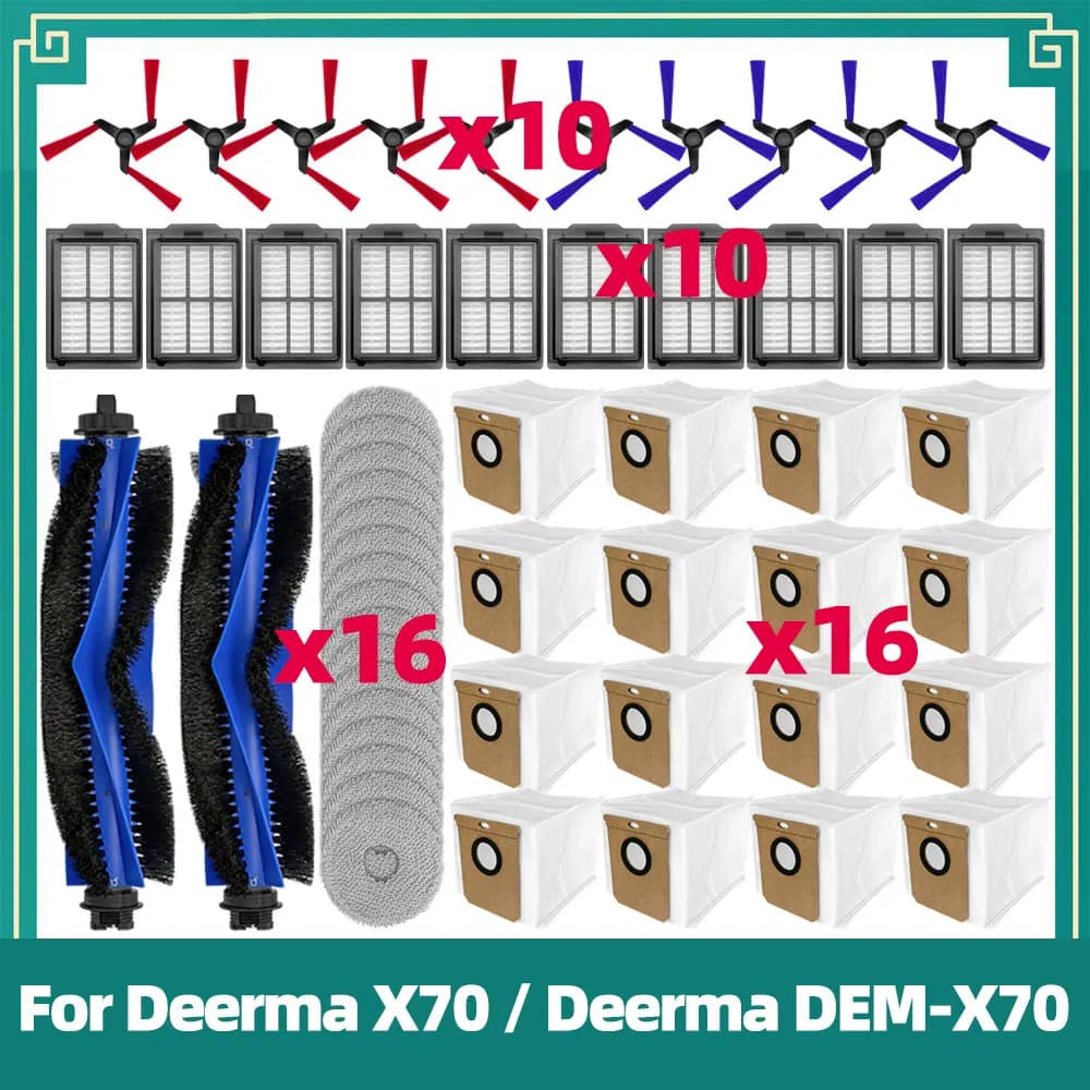 Accessories Fit for Deerma X70 / Deerma DEM-X70 Robot Vacuum Spare Parts Main Side Brush Hepa Filter Mop Cloth Dust Bag