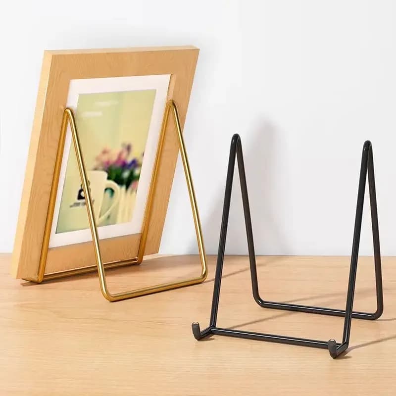 Display plates holders, metal frame for photo, decorative plate, books, ceramics, watches and watches, photo stand