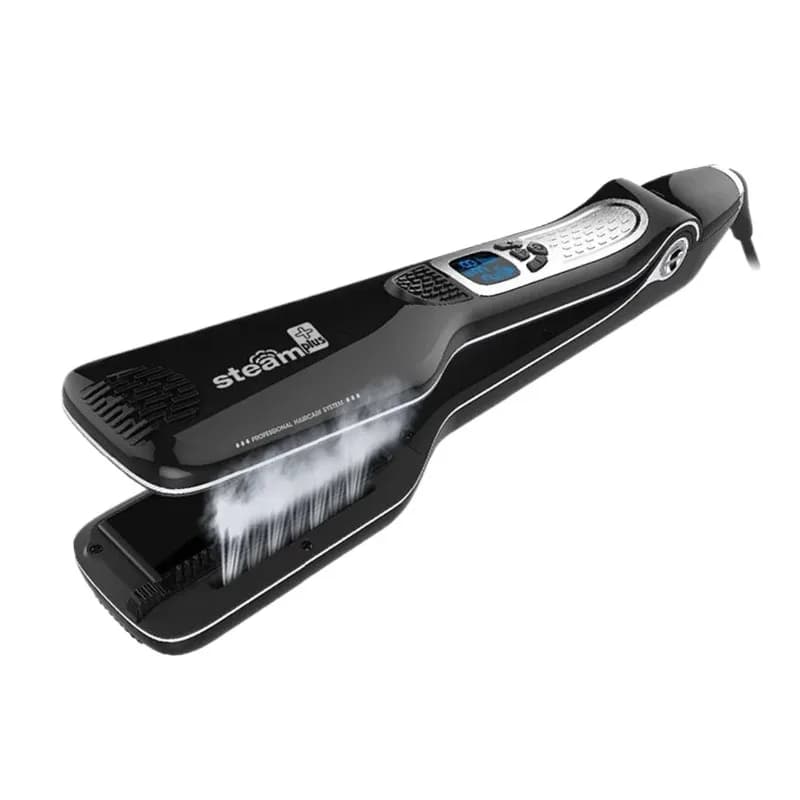 Piastra per capelli Steam & Roll 2 in 1 con clip – Antiscottatura, ioni negativi, non danneggiante per capelli ricci e crespi