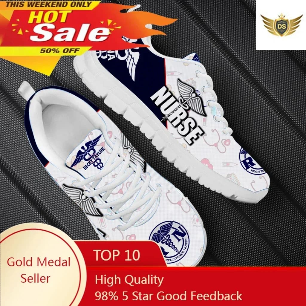 Scarpe vulcanizzate dal design medico infermieristico, comode scarpe da ginnastica casual da palestra per esterni, scarpe basse con stampa con lacci
