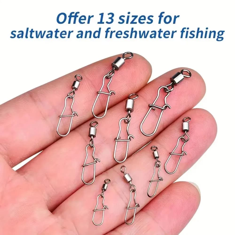 Confezione da 50/95/210 Pezzi di Connettori Girevoli in Acciaio Inox per Esche da Pesca, Accessori per la Pesca al Luccio