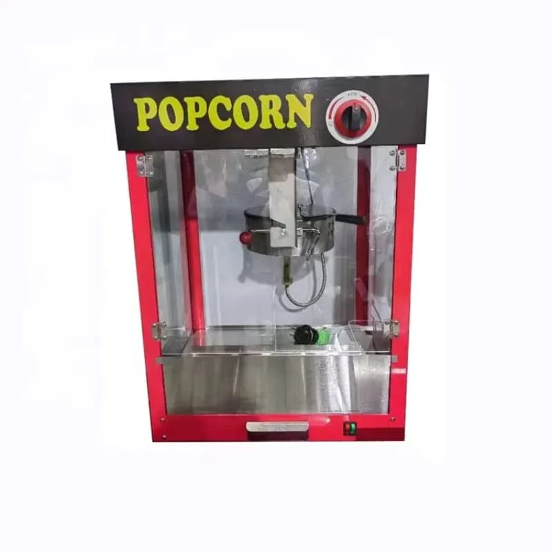 Macchina per popcorn a gas commerciale Macchina per popcorn GPL con bollitore antiaderente e tetto piatto