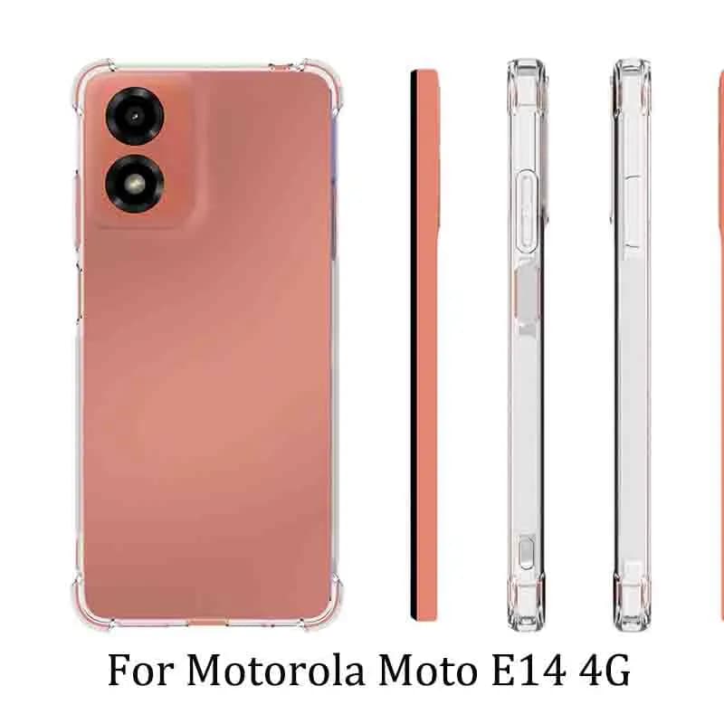 Per Motorola Moto E14 MotoE14 Custodia trasparente Airbag Silicone TPU Paraurti Antiurto Cover posteriore Custodia morbida per telefono per Moto E14 MotoE14