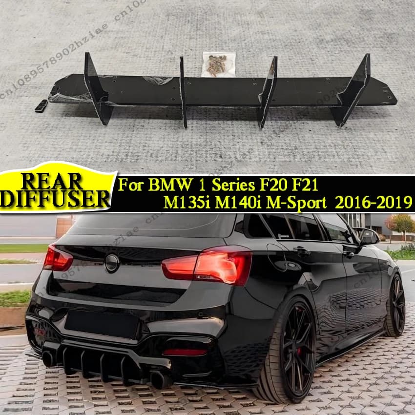 100%New Rear Diffuser For BMW 1 Series F20 LCI M140i 2016-2019 Rear Diffuser Rear Bumper Lip Spoiler Back Fins Tuning Body Kits