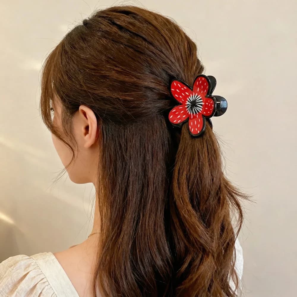 1 Pezzo Elegante Fermaglio per Capelli a Forma di Squalo in Acrilico, Dolce e Alla Moda, Nero e Rosso, Accessorio Versatile per Capelli, Regalo per Amici