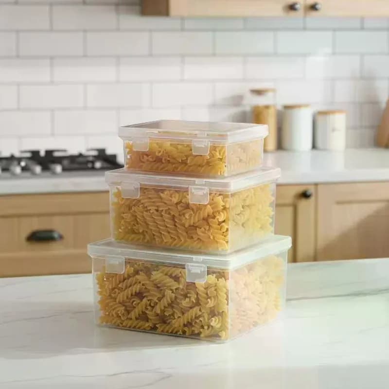 Plastic Food Storage Containers With Lids Airtight Kitchen Organizer Boxes For Refrigerator Pantry