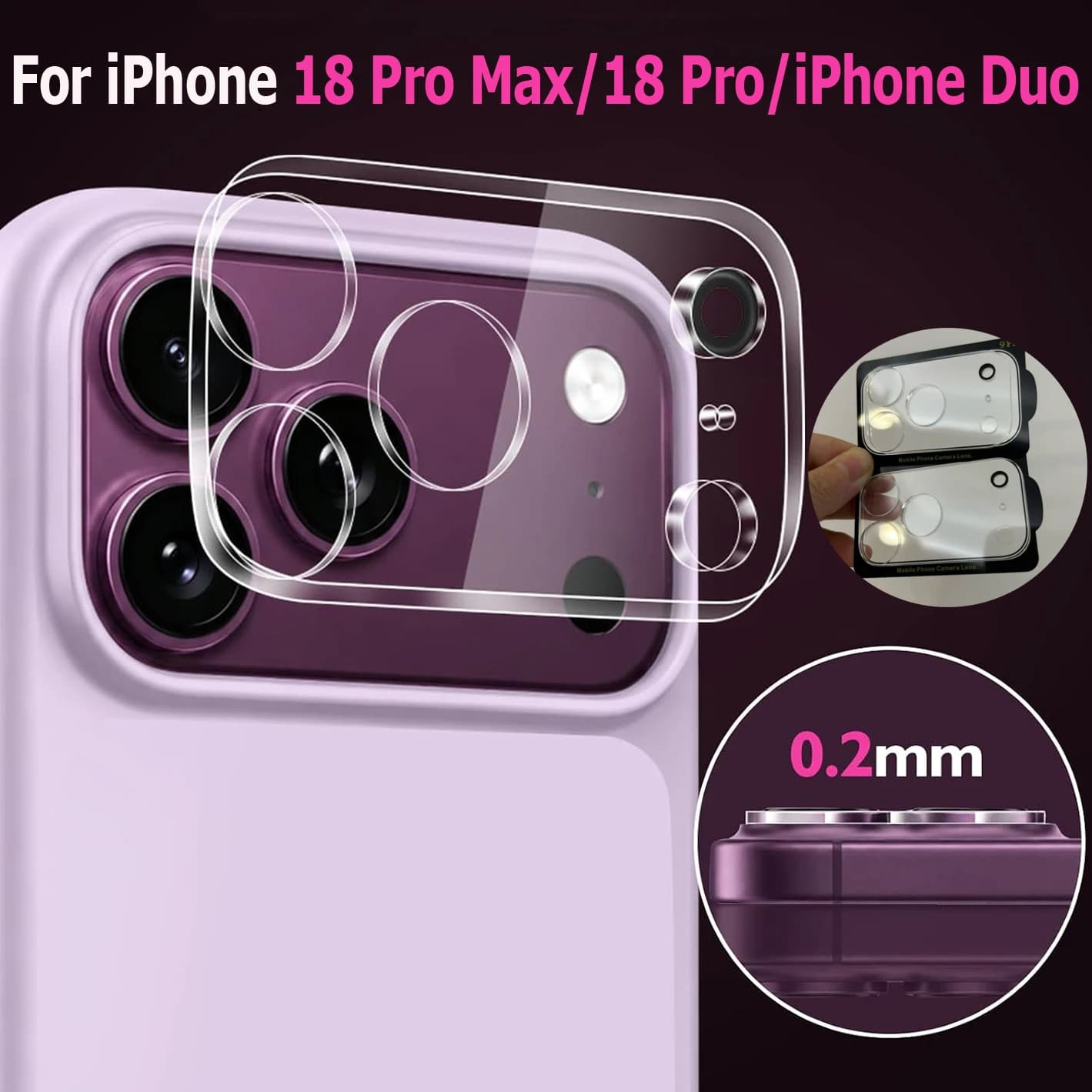 1/2/3Pack Camera Lens Protector For Apple iPhone 18 Pro Max/iPhone 18Pro 3D Screen Protectors For IPhone Duo Scratch-proof Film